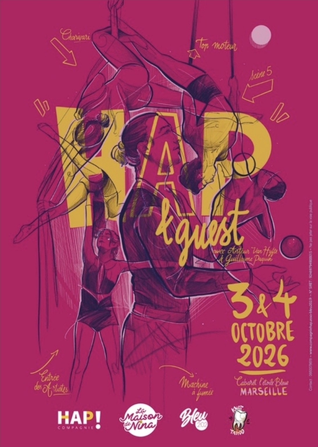 Affiche officielle HAP! & GUEST, les 3 et 4 octobre 2026 au Cabaret L’Étoile Bleue à Marseille